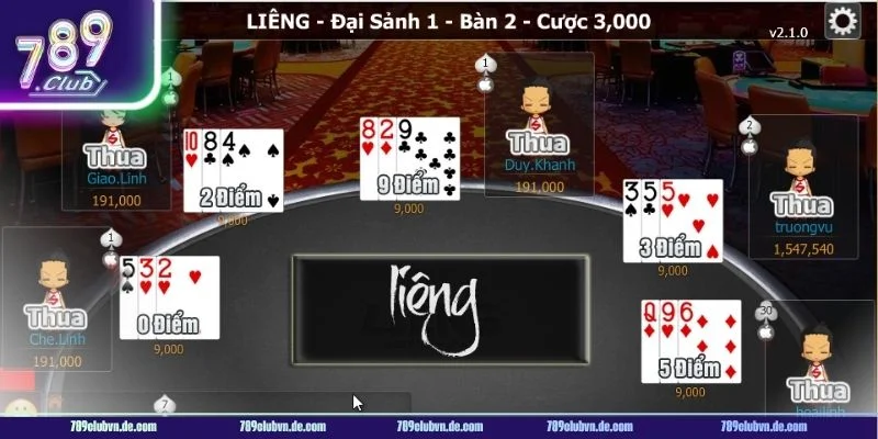 Liêng là game chơi bài lá có lượt đặt cược hàng đầu tại 789CLUB.