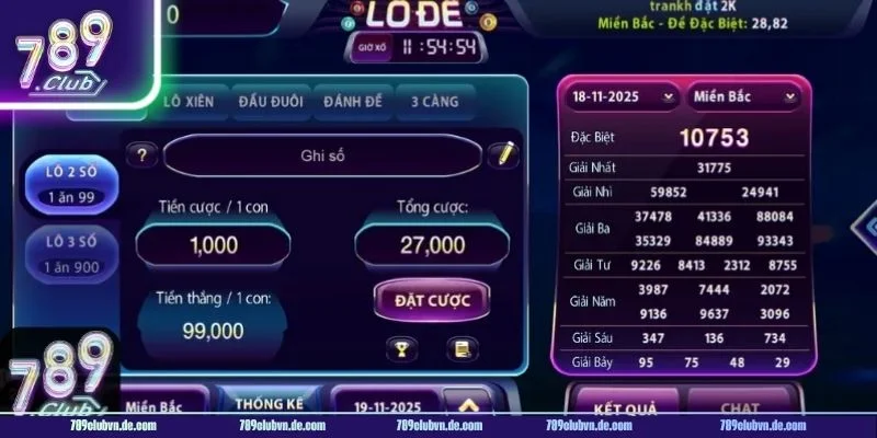Sân chơi xổ số tại cổng cược 789CLUB luôn tấp nập người chơi.