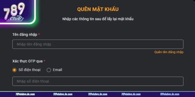 Sự cố quên mật khẩu khi đăng nhập tài khoản chơi tại 789 CLUB.
